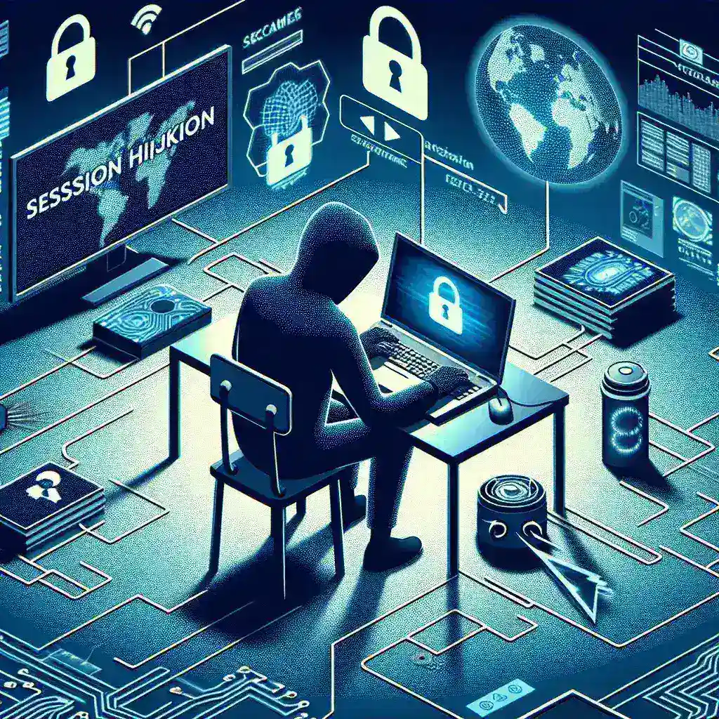 "Ilustração explicativa sobre sequestro de sessão, destacando os riscos de segurança e as técnicas de hacking, usada em artigo sobre o que é sequestro de sessão."